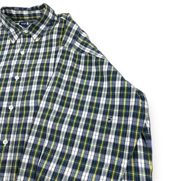 Ralph Lauren Shirt Mens Extra Large XL Plaid Long Sleeve Seersucker Button Down - Picture 11 of 11
